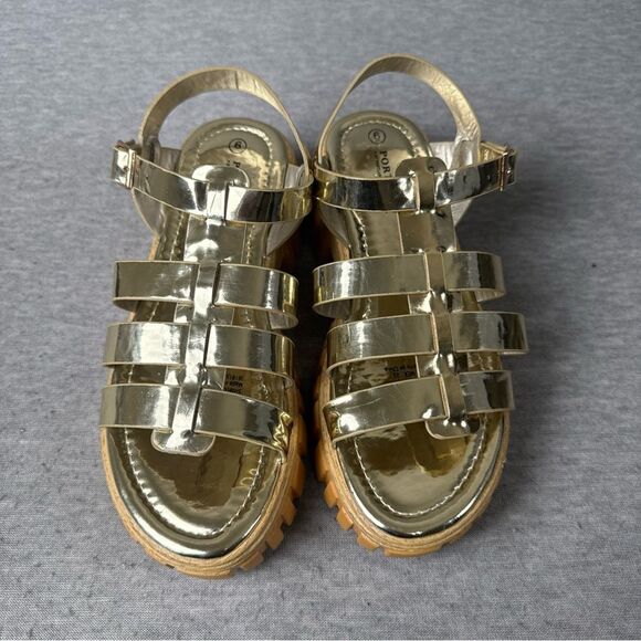 Gold Strappy Sandals - Picture 1 of 5